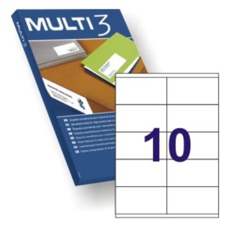 Multi-3 Etiquetas Adhesivas A4 Blancas 105x57mm Caja de 500 Hojas Multi-3 Etiquetas Adhesivas A4 Blancas 105x57mm Caja de 500 Hojas